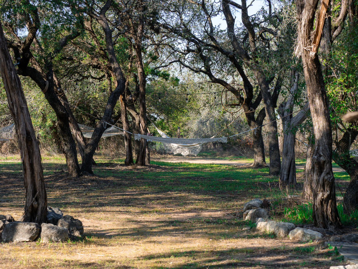 Hammock garden on the twelve quiet acres at AWKN Ranch