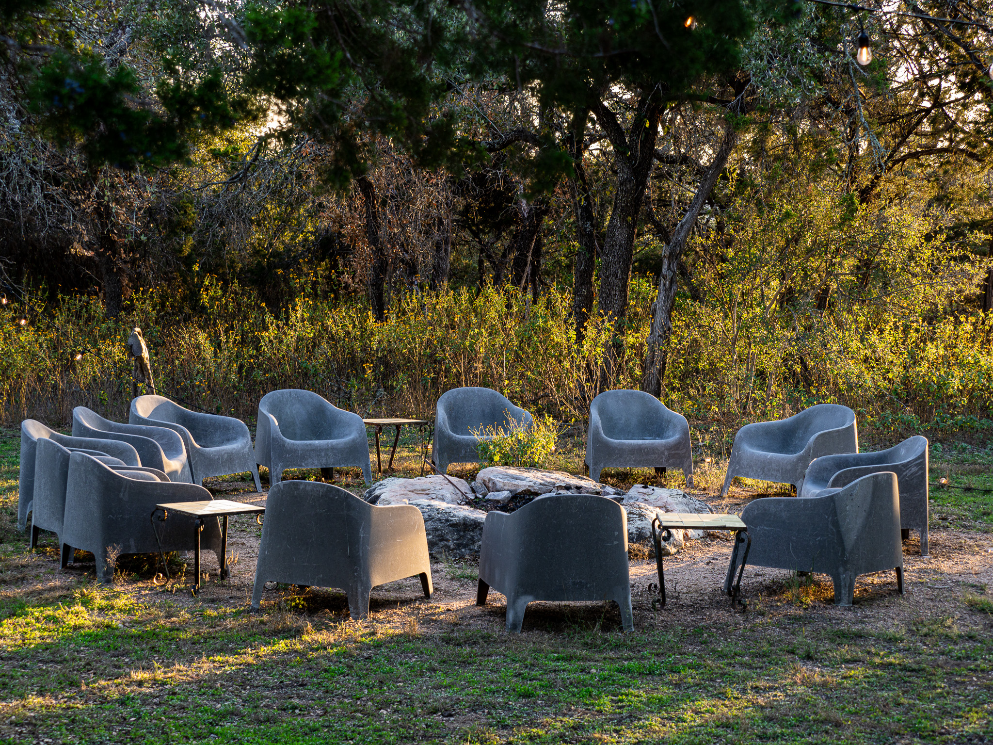Fire pit at AWKN Ranch